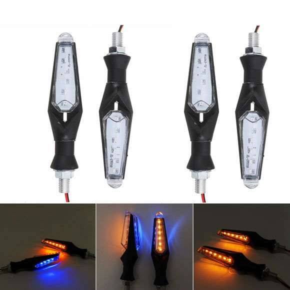 4Pcs Universal 10LED 12V 1W Motorcycle Turn Signal Lights Indicator Amber Blue