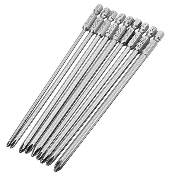 Broppe 9pcs 150mm Magnetic Cross Head Screwdriver Bits Long Hex Shank