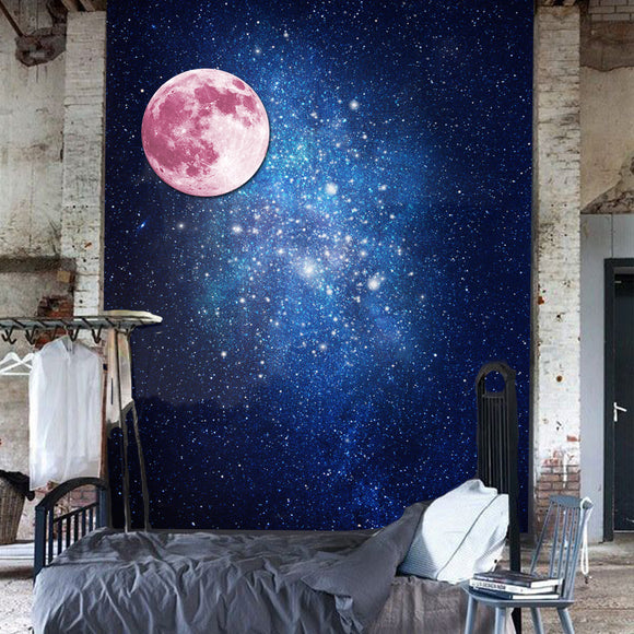 30cm Pink Large Moon Wall Sticker Removable Glow In The Dark Luminous Stickers Home Decor