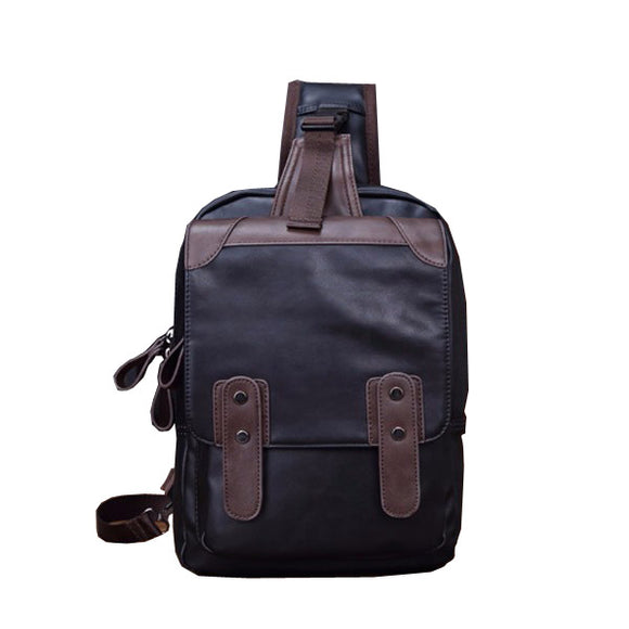 PU Leather Men Crossbody Bag Casual Large Capacity Chest Bag for IPAD