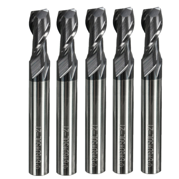 5pcs 6mm Solid Carbide Tungsten Coated 2 Flute End Mill Slot Drill Milling Cutter