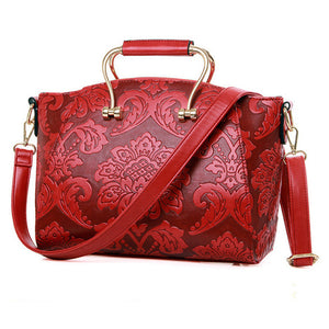 Women Embossed Portable Shoulder Bag Classic Handbag Crossbody Bag