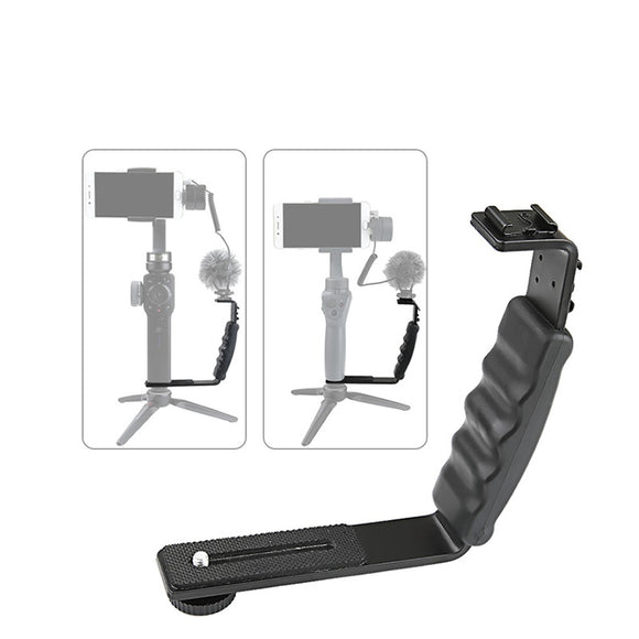 Universal L-Type Handheld Gimbal Holder LED Microphone Mount For DJI Osmo Mobile 2 Smooth 4