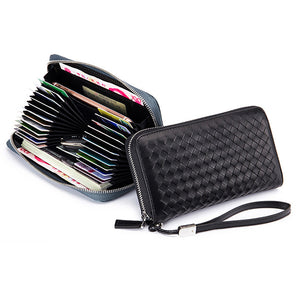 Men Women RFID Antimagnetic Genuine Leather 24 Card Slots Holder 6 inch Phone Bag Long Wallet