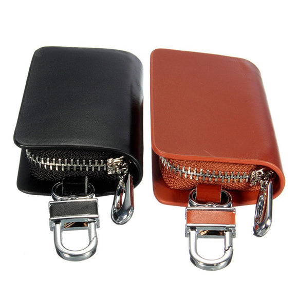 Genuine Leather Car Auto Keychain Keyring Key Holder Portable Bag Case Wallet
