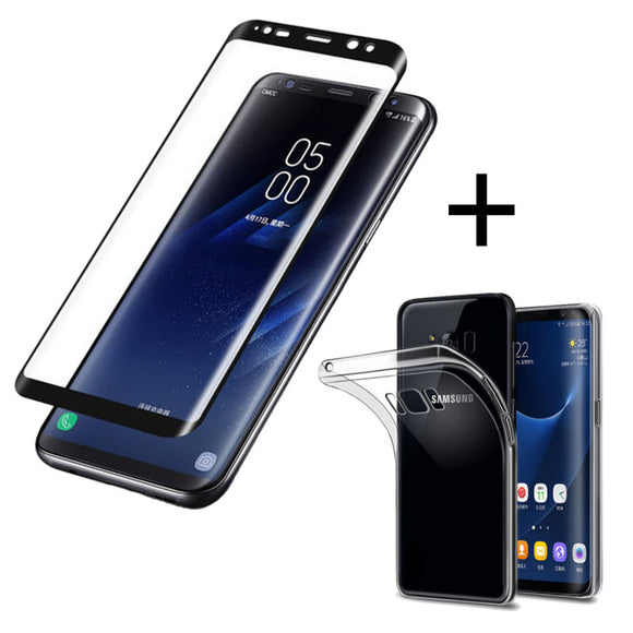 Bakeey 3D Curved Edge Tempered Glass Film With Transparent TPU Case for Samsung Galaxy S8