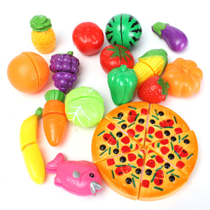 Kids Baby 19pcs a Set Funny Mini Simulation Kitchen Food Play Safety Toys Pizza Cutting Vegetable