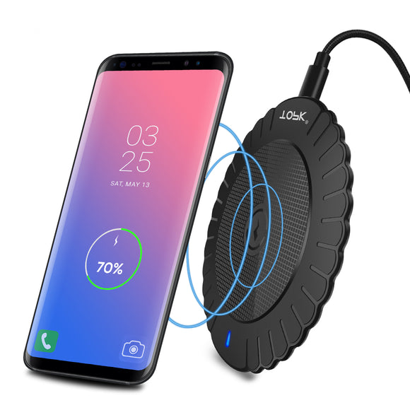 TOPK 5W LED Lndicator Light Wireless Charger Charging Pad for iPhone X 8 Plus S8 Note 9 S9