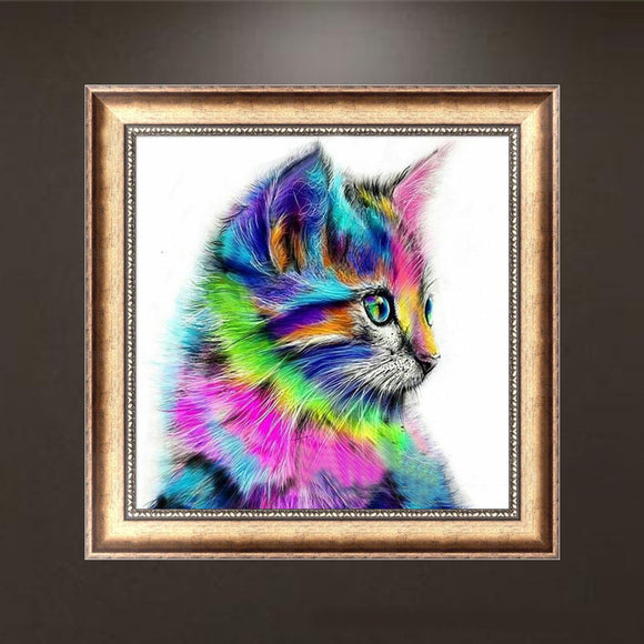 Honana WX-679 30x30cm 5D DIY Cross Stitch Colorful Cat Diamond Printing Embroidery Home Decor