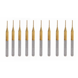 Drillpro 10pcs 0.8mm Titanium Coated Engraving Milling Cutter Carbide End Mill Rotary Burr