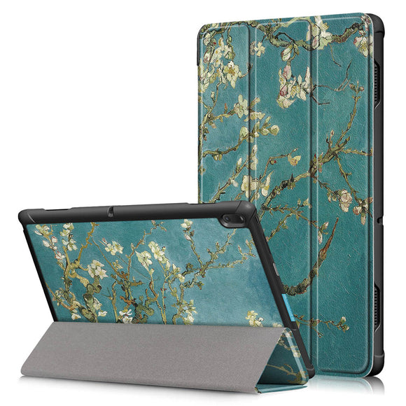 Tri-Fold Printing Tablet Case Cover for Lenovo Tab E10 Tablet - Apricot Blossom