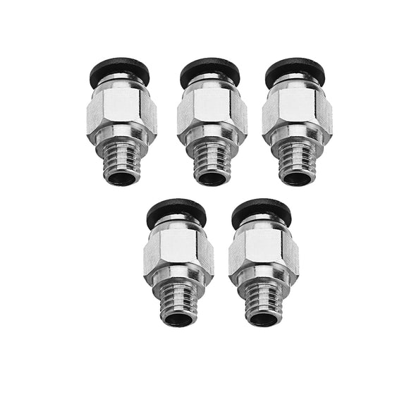 TEVO 5PCS 4.3mm Bore Pneumatic Connectors PC4-M6 Fit 4mm PTFE Tube Connector Coupling Feed Inlet