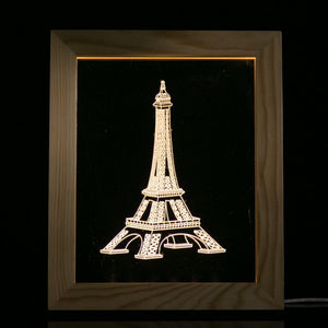 KCASA FL-727 3D Photo Frame LED Night Light Wooden Eiffel Tower Decorative USB Lamp Christmas Gifts