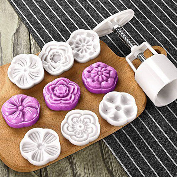 50g 6 Patterns Moon Cake Mold Round Flower Mould Baking Tool Mid Autumn Festival DIY Decoration