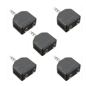 5PCS 3.5mm Aux Stereo Splitter Earphone Headphone 1 to 2 Earbuds Double Plug Adapter