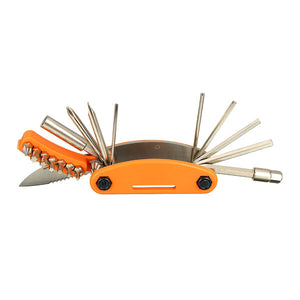 16 In 1 Bicycle Repair Tool Hexagon Screwdriver Wrench Set Safty KnifE Mountain Bike Tool Kit