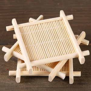 4pcs Bamboo Tea Cup Mat Coaster Kungfu Tea Scald Proof Cup Mat Coaster