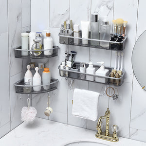 Bathroom Triangular Shower Shelf  Corner Bath Storage Holder Rack With Hooker