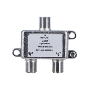 Jasen MX21D 2 In 1 Dual Use 2 Way TV Signal Satellite Coaxial Diplexer Combiner Splitter Switch