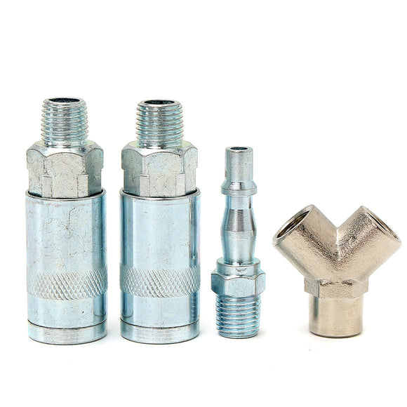 3 Way Quick Release Adapter 1/4 Inch BSP Air Line Hose Y Splitter Connector Airline Coupling