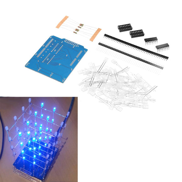 3pcs 4X4X4 Blue LED Light Cube Kit 3D LED DIY Kit For Arduino DIY Kit