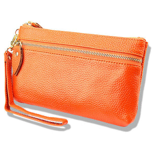 Women Men Genuine Leather Pink Color Clutch Bag Coins Bag