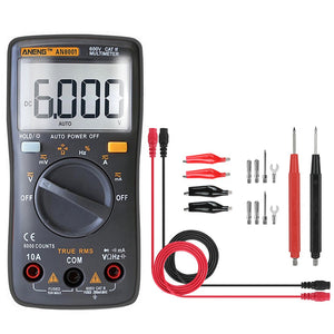 ANENG AN8001 Black Professional True RMS Digital Multimeter 6000 Counts Backlight AC/DC Ammeter Voltmeter Resistance Capacitance Frequency Tester + Test Lead Set