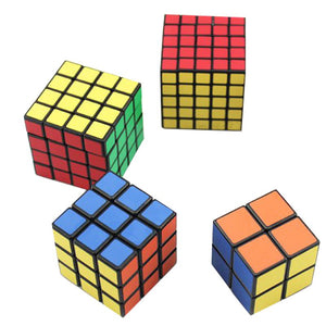 4PCS Classic Magic Cube Toys Set 2x2x2 and 3x3x3 4x4x4 and 5x5x5 PVC Sticker Block Puzzle Speed Cube