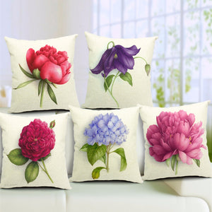 Rose Flowers Cotton Linen Throw Pillow Case Sofa Bed Car Cushion Cover Home Decor