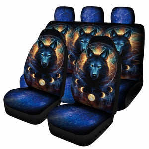 Universal Car Seat Covers Wolf Fantasy Design Front & Rear Seat Full Covers