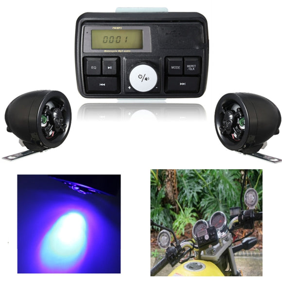 Motorcycle Waterproof USB SD Audio FM MP3 Stereo Amplifier Alarm System Skull Speaker