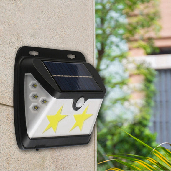 Solar Powered COB LED Star Wall Lamp PIR Motion Sensor Light Waterproof Outdoor Garden Yard Gate