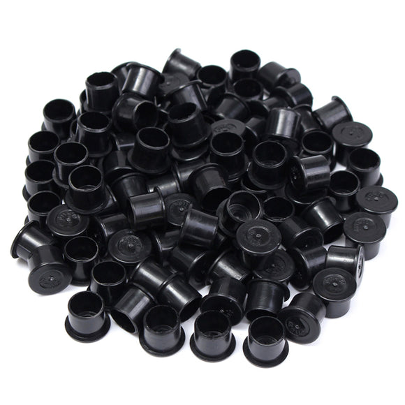 100pcs 11mm Black Plastic Steady Wide Base Ink Cups Cap Tattoo Supply