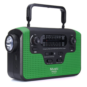 Solar Powered Portable bluetooth Speaker Audio Radio AM FM SW SD Card Hand Crank