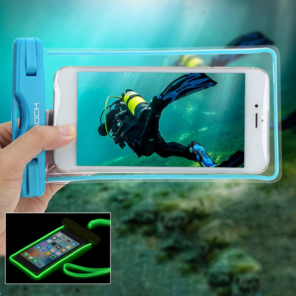 ROCK RST1001 Touch Screen Luminous IPX8 Waterproof Phone Bag for Phone Under 6-inch