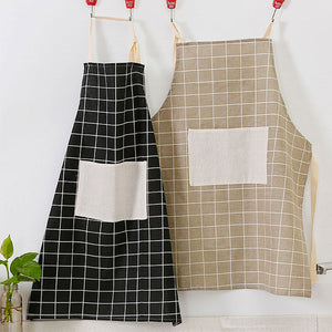 KCASA KC-APR02 Cotton Linen Dirty Proof Apron Fashion Lattice Unisex Women Man Aprons Commercial