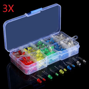 3 x 375pcs Each Box 3MM 5MM LED Light Emitting Diode Beads Resistance Lights Kits Bulb Lamp