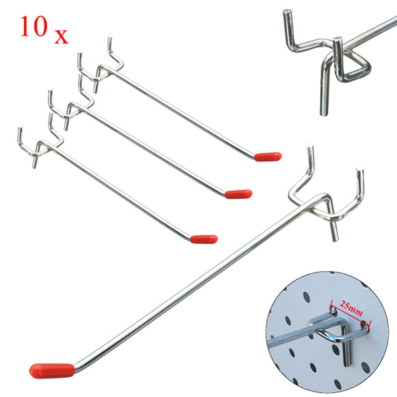 10Pcs Stainless Steel Wall Display Hooks for Coat Shop Slatwall Panel 10  150MM