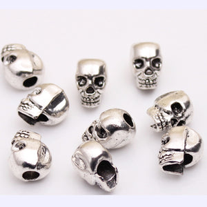 10Pcs Tibetan Silver Skull Beads DIY Paracord Bracelet Jewelry Findings