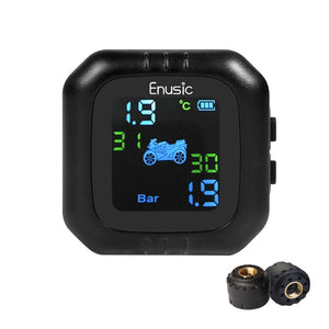 Enusic Waterproof LCD Motorcycle TPMS Tire Pressure Monitor System With 2 External Sensor