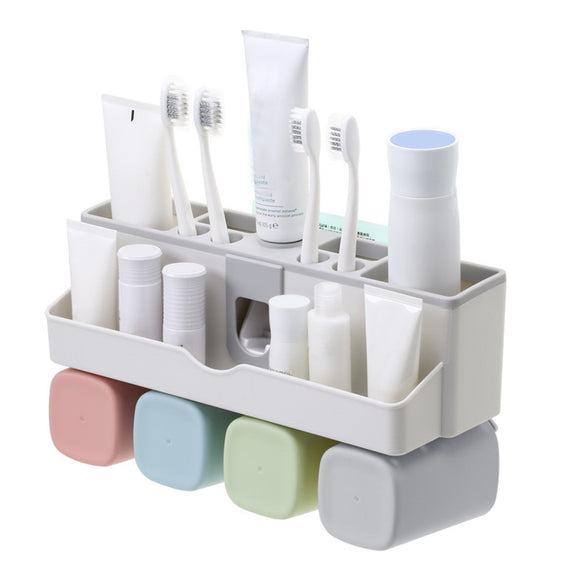 Easy Install Wall Mounted Toothbrush Holder Bathroom MultiPurpose Strong Suction Toothbrush Caddy