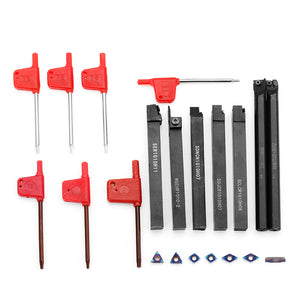 Drillpro 7pcs 10mm Shank Lathe Turning Tool Holder Boring Bar With Blue Nano Carbide Inserts