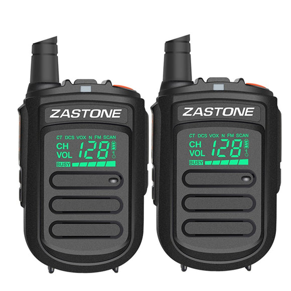 2Pcs Zastone mini9 Walkie Talkie UHF 400-470MHz Two Way Radio FM Transceiver Communicator Radio