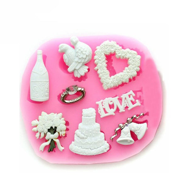 F0633 Silicone Christmas Love Heart Cake Mould Soap Chocolate Mold