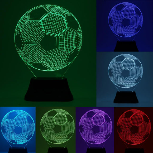 3D Bulbing Football Soccer Night 7 Multicolor Changeing LED Desk Table Light Lamp