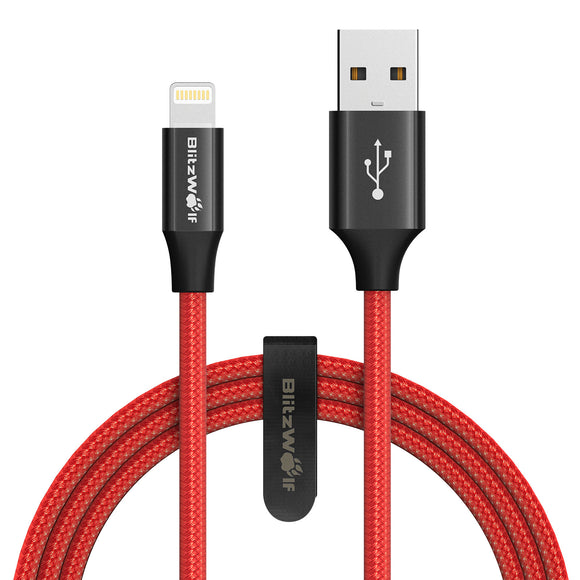 BlitzWolf AmpCore Turbo BW-MF9 2.4A Braided Lightning Charging Data Cable 3ft with MFi for iPhone 8 Plus X