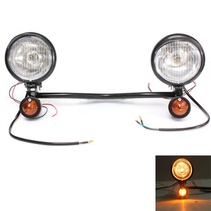 Motorcycle Spot Lightt Bar Set With Two Turn Signals For Harley Custom