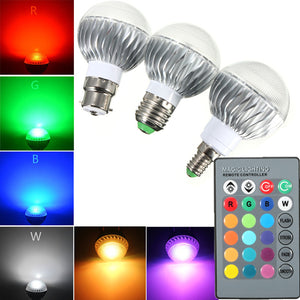 B22/E27/E14 5W RGB Remote Controlled Colour Changing LED Light Bulb AC 85-265V