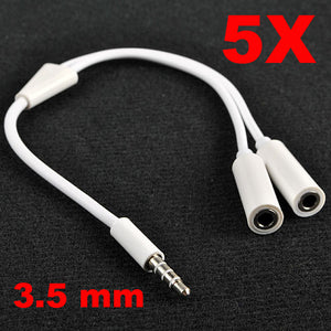 5X 3.5mm Jack Y Splitter Audio Headphone Stereo Adapter