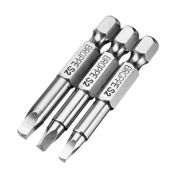 BROPPE 3Pcs 50mm S1-S3 Magnetic Square Head Screwdriver Bits 1/4 Inch Hex Shank